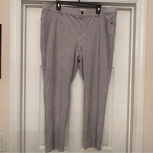CHICO'S Women's "Feather Stone" Grey Suede Pants Size 16P
